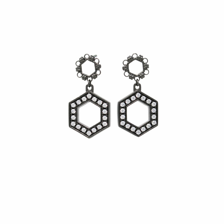 Orecchini Super Deco in Rodio Nero con Pavé