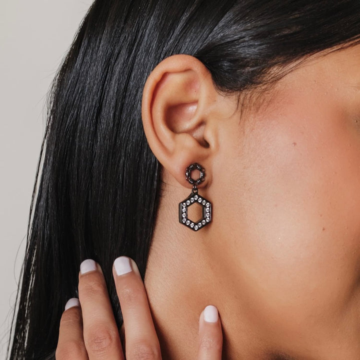 Orecchini Super Deco in Rodio Nero con Pavé