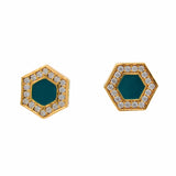 Orecchini Deco in Oro con Verde & Pavé