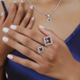 Anello Quadra in Rodio con Ametista, Piccolo