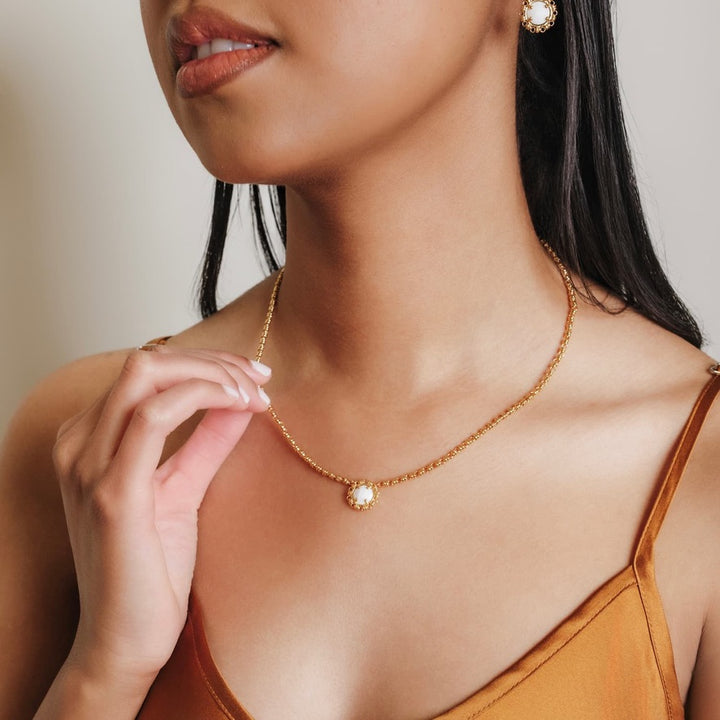 Collana Gemma in Oro con Agata Bianca