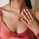 Pendente Goccia in Oro con Citrino, Piccolo