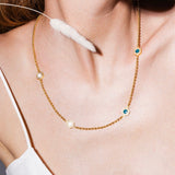 Collana Deco Statement in Oro con Verde, Bianco & Pavé