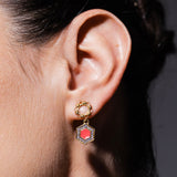 Orecchini Deco Statement in Oro con Corallo & Pavé