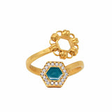Anello Deco Statement in Oro con Verde & Pavé
