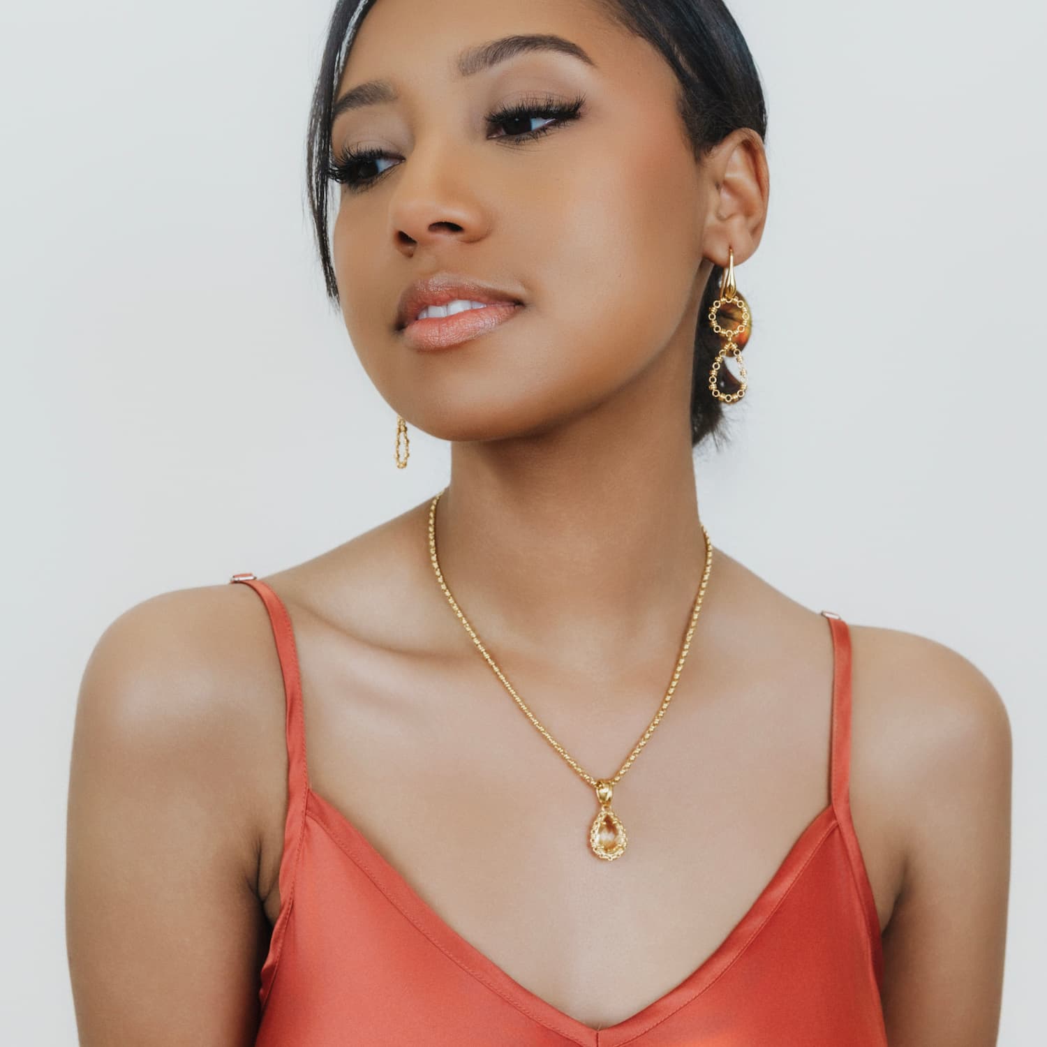 Pendente Goccia in Oro con Citrino, Grande