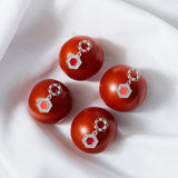 Orecchini Deco Statement in Rodio con Rosso & Pavé