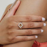 Anello Quadra in Rodio con Citrino, Piccolo