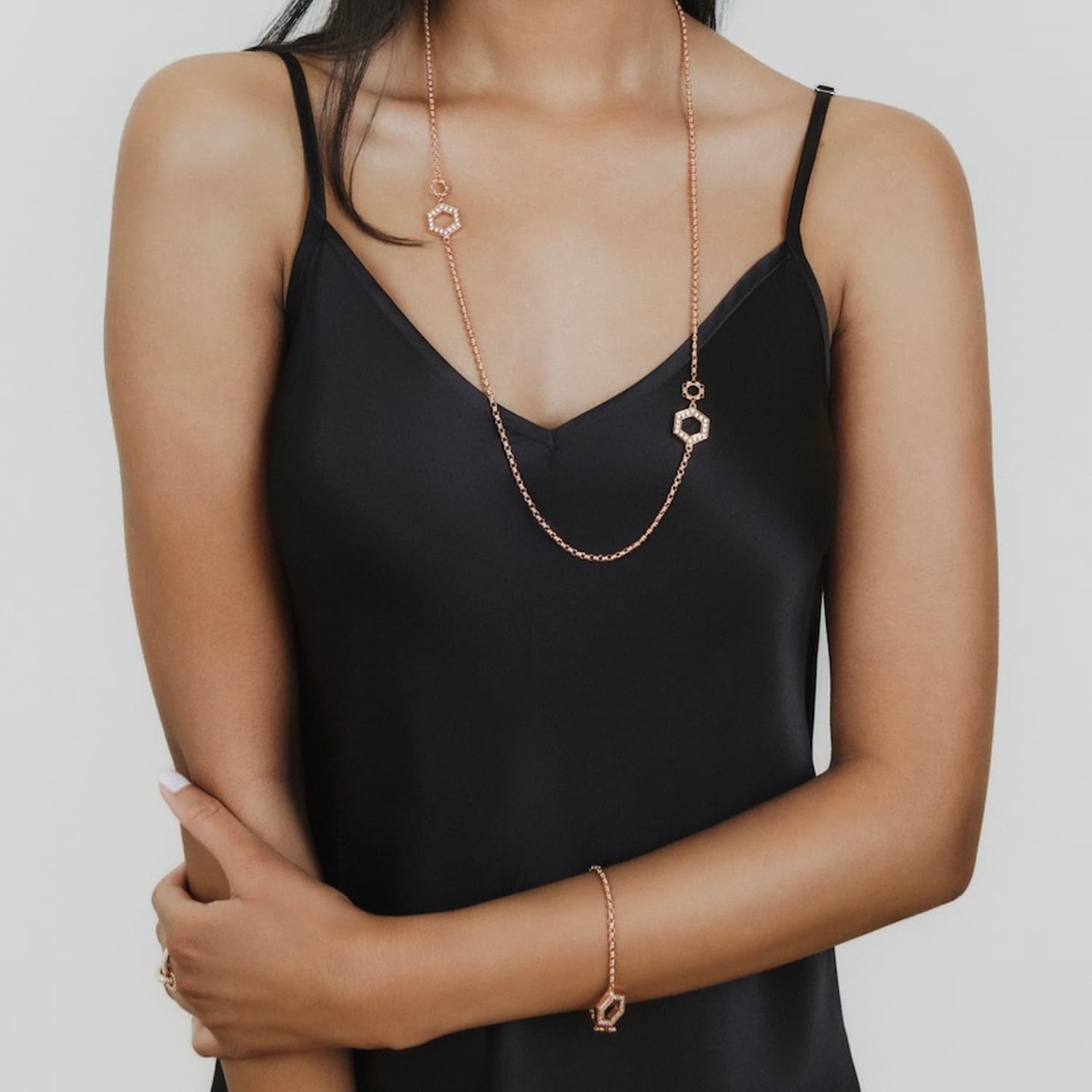 Collana Super Deco in Oro Rosa con Pavé