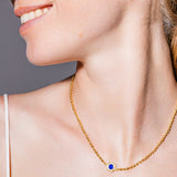 Collana Deco in Oro con Blu, Turchese & Pavé