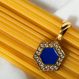 Pendente Deco in Oro con Blu, Turchese & Pavé