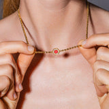 Collana Deco in Oro con Rosso, Corallo & Pavé