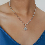 Pendente Quadra in Rodio con Topazio Azzurro, Piccolo