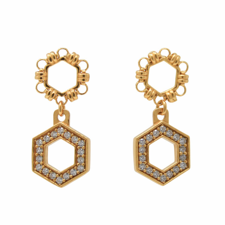 Orecchini Deco Statement in Oro con Pavé
