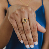 Anello Quadra in Oro con Topazio Azzurro, Piccolo