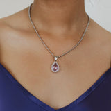 Pendente Goccia in Rodio con Ametista, Piccolo