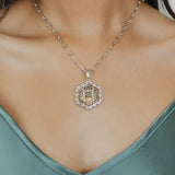 Pendente Filary Esagonale in Rodio con Formella Uva Bronzo Anticato