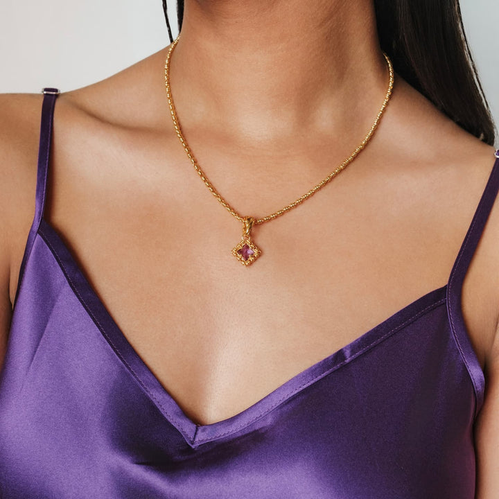 Pendente Quadra in Oro con Ametista, Piccolo