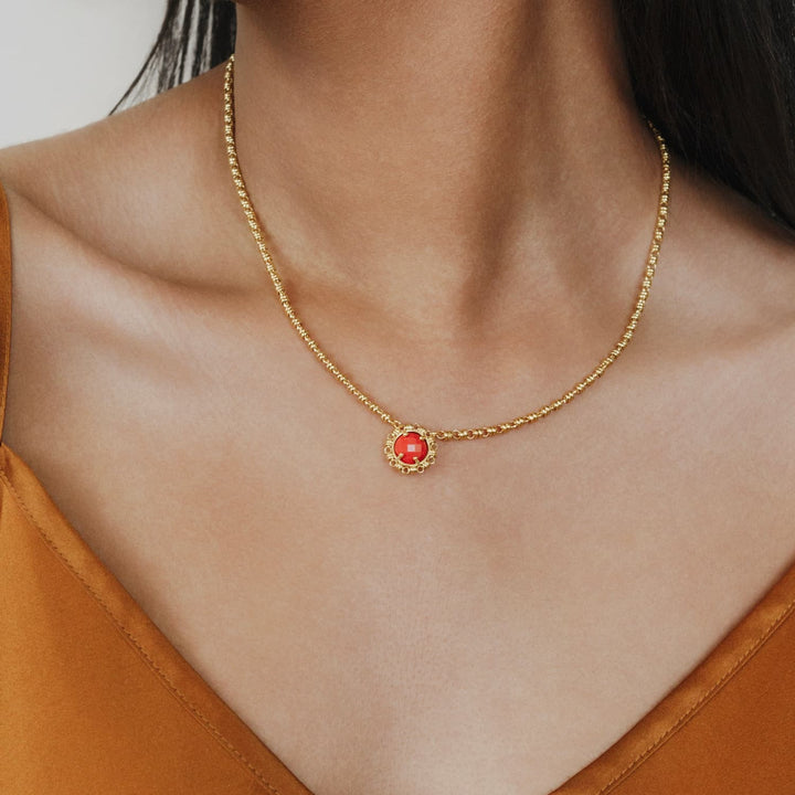 Collana Gemma in Oro con Corallo