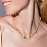 Collana Deco in Oro con Blu, Turchese & Pavé