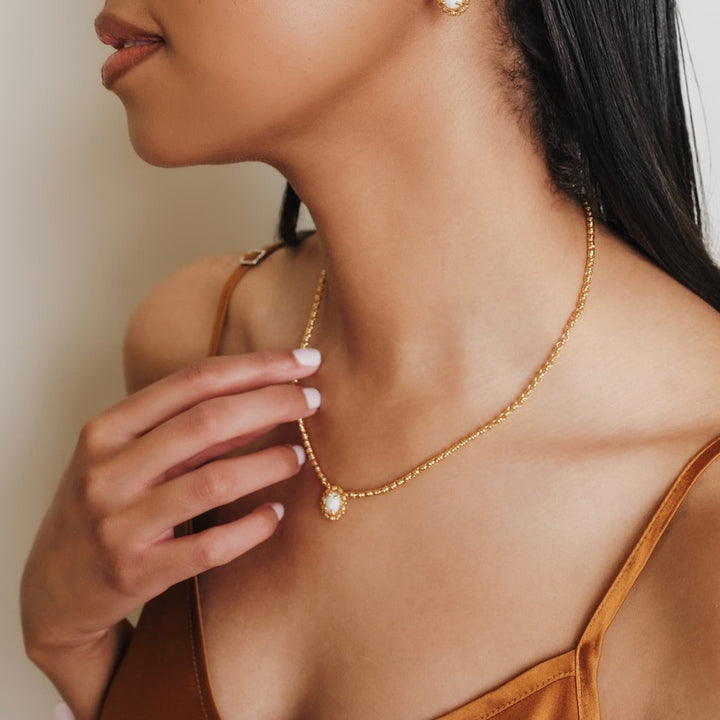 Collana Gemma in Oro con Agata Bianca