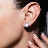 Orecchini Deco in Rodio con Bianco & Pavé