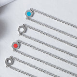 Collana Deco in Rodio con Rosso, Corallo & Pavé
