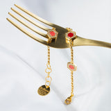 Bracciale Deco Statement in Oro con Rosso, Corallo & Pavé