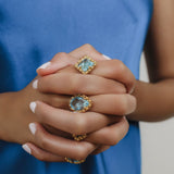 Anello Goccia in Oro con Topazio Azzurro, Piccolo