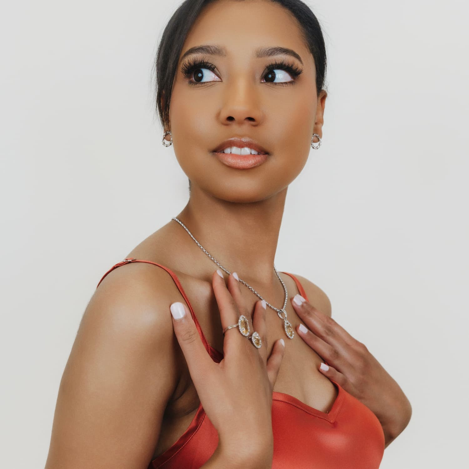 Anello Goccia in Rodio con Citrino, Piccolo