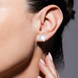Orecchini Deco in Rodio con Bianco & Pavé