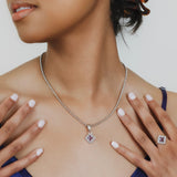 Anello Quadra in Rodio con Ametista, Piccolo