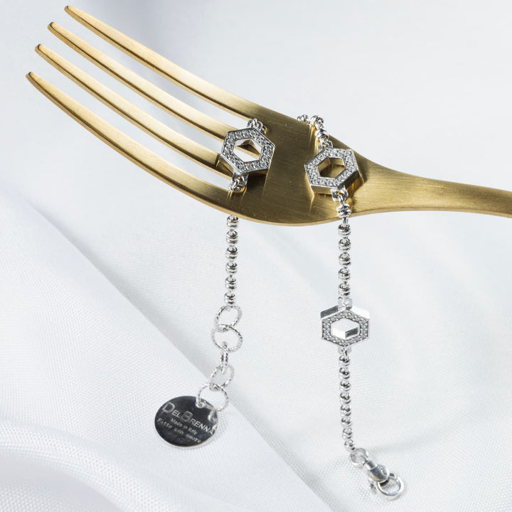 Bracciale Deco Statement in Rodio con Pavé