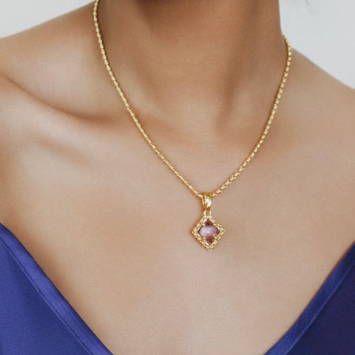 Pendente Quadra in Oro con Ametista