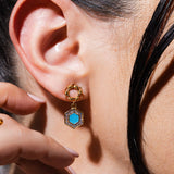 Orecchini Deco Statement in Oro con Turchese & Pavé