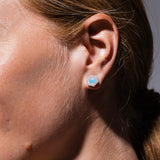 Orecchini Deco in Rodio con Turchese & Pavé