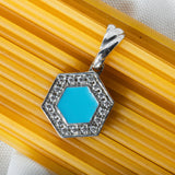 Pendente Deco in Rodio con Blu, Turchese & Pavé