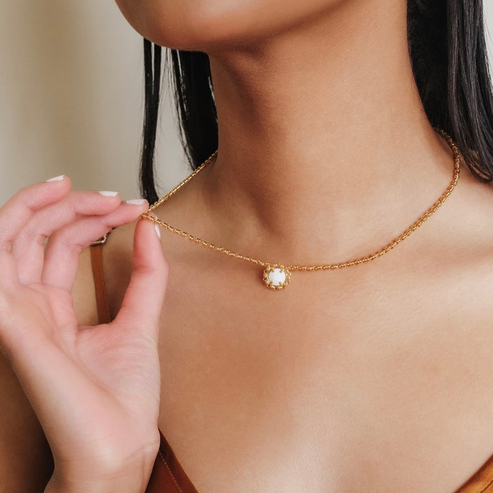Collana Gemma in Oro con Agata Bianca