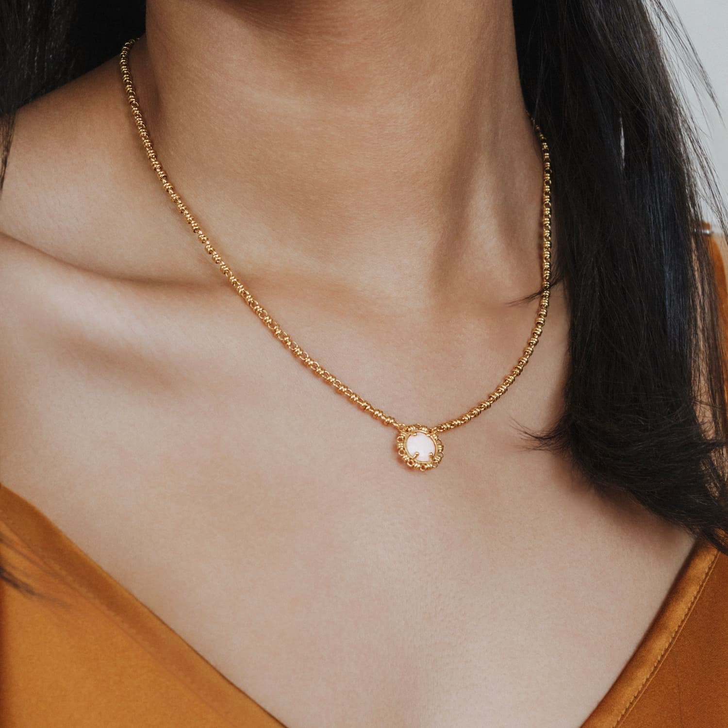 Collana Gemma in Oro con Corallo Rosa