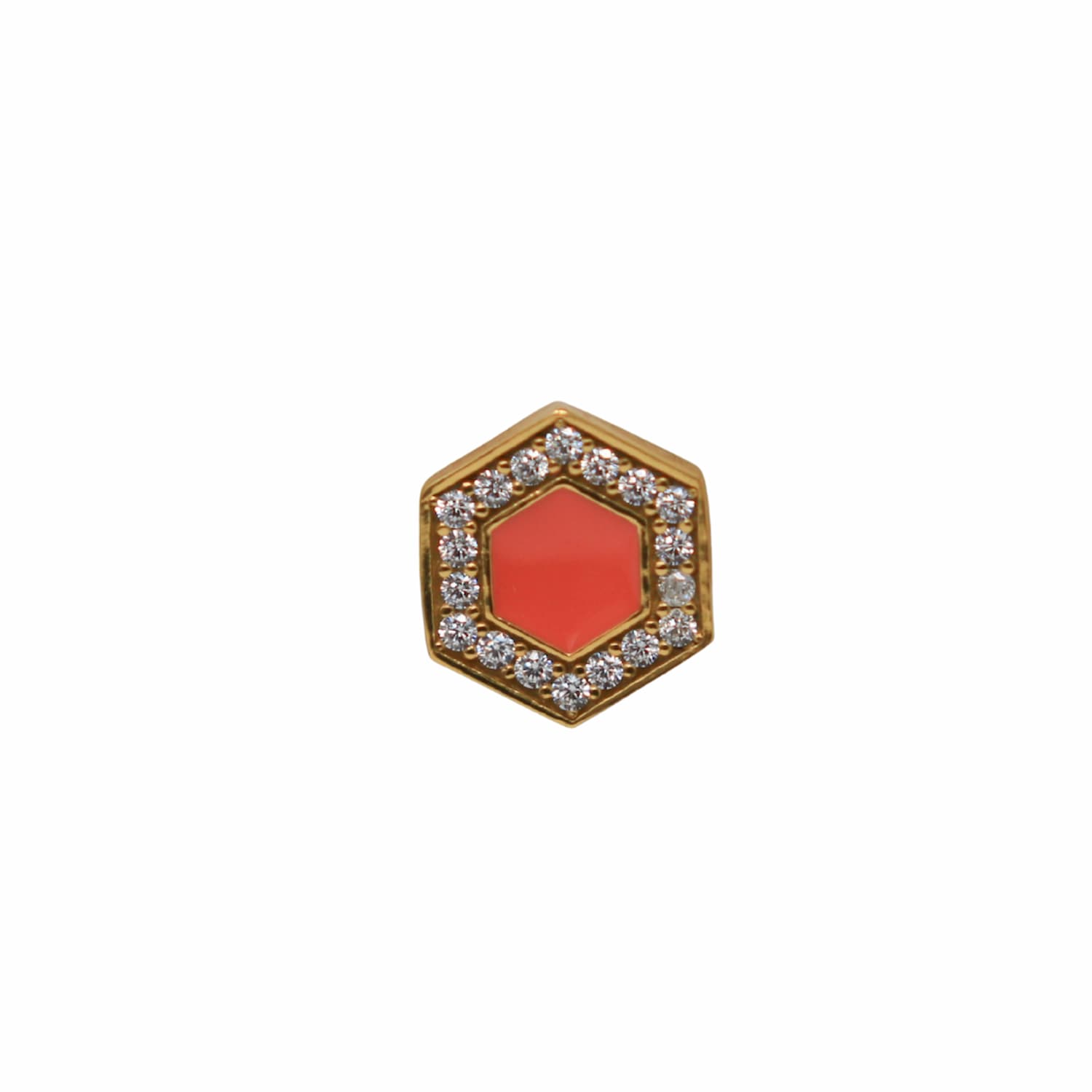 Orecchini Deco in Oro con Corallo & Pavé