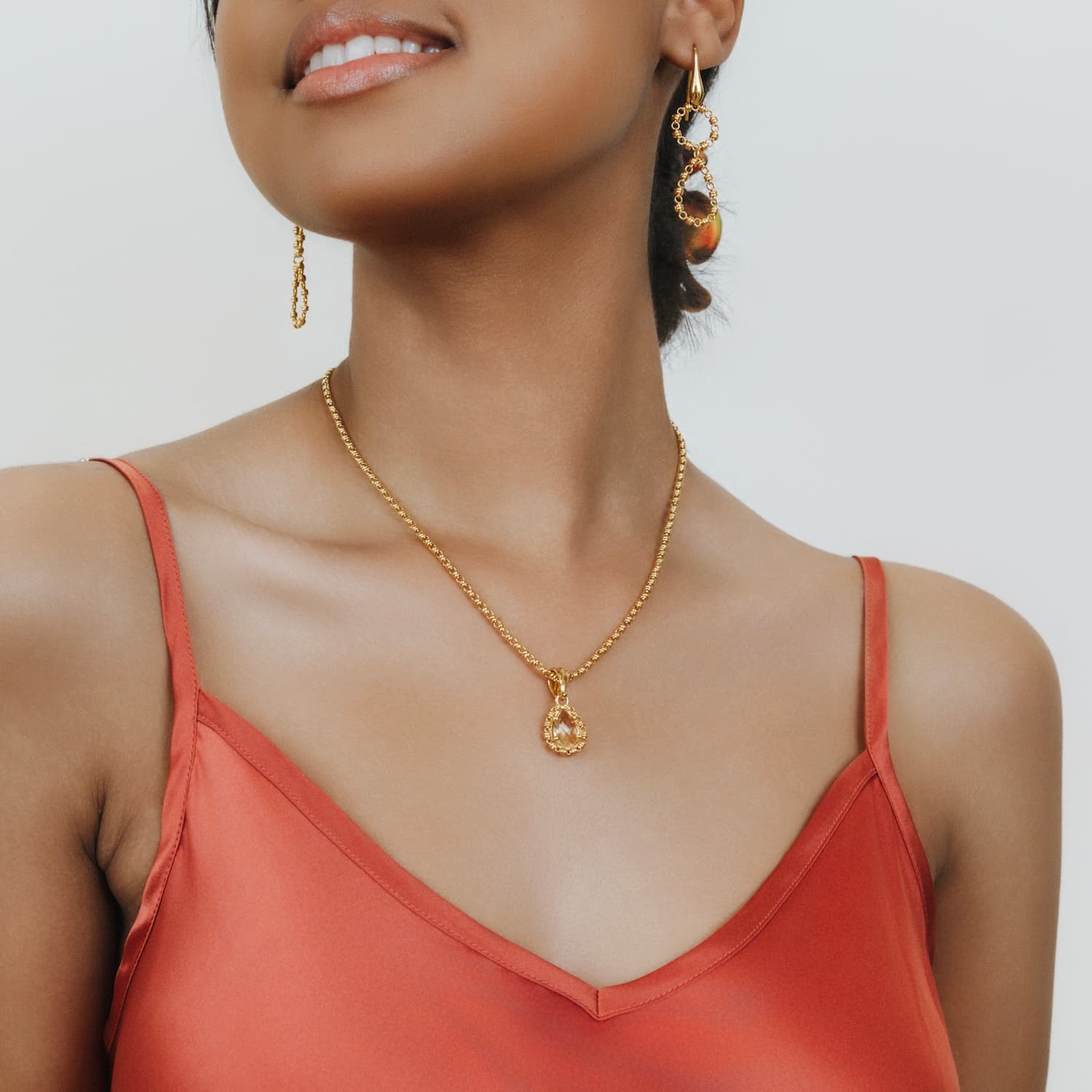 Pendente Goccia in Oro con Citrino, Piccolo