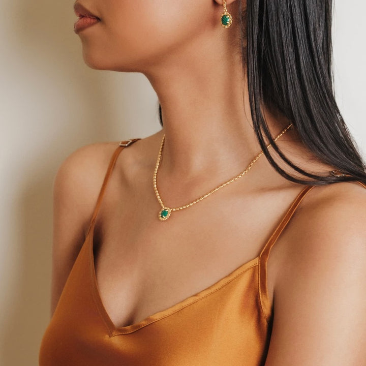 Collana Gemma in Oro con Malachite