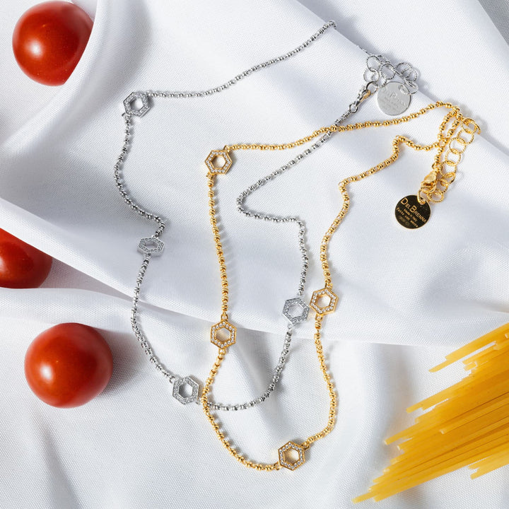 Collana Deco Statement in Oro con Pavé