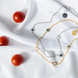 Collana Deco Statement in Oro con Verde, Bianco & Pavé