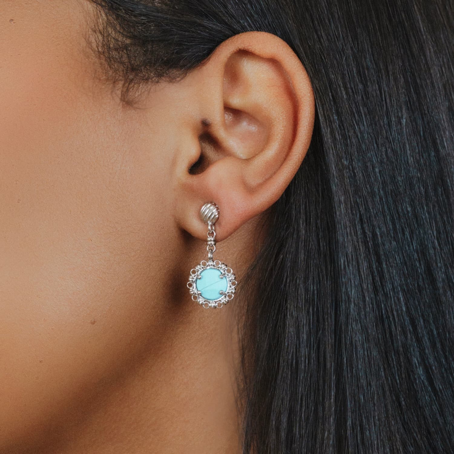 Orecchini Gemma in Rodio con Turchese
