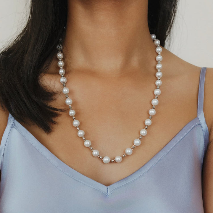 Collana Bella con Perle in Rodio