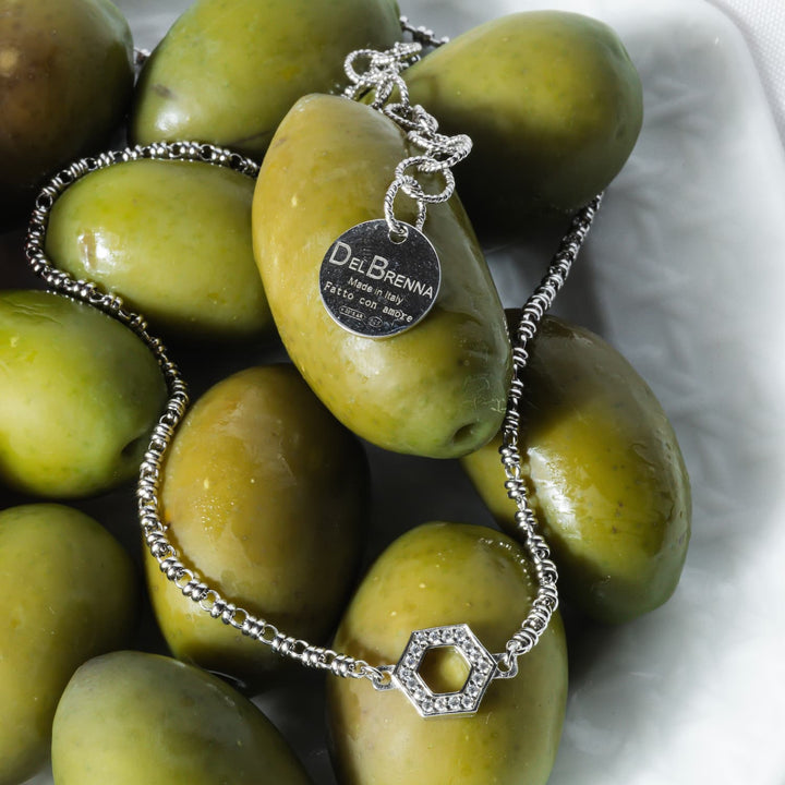 Collana Deco in Rodio con Pavé