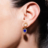 Orecchini Deco Statement in Oro con Blu & Pavé