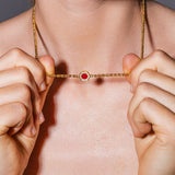 Collana Deco in Oro con Rosso, Corallo & Pavé