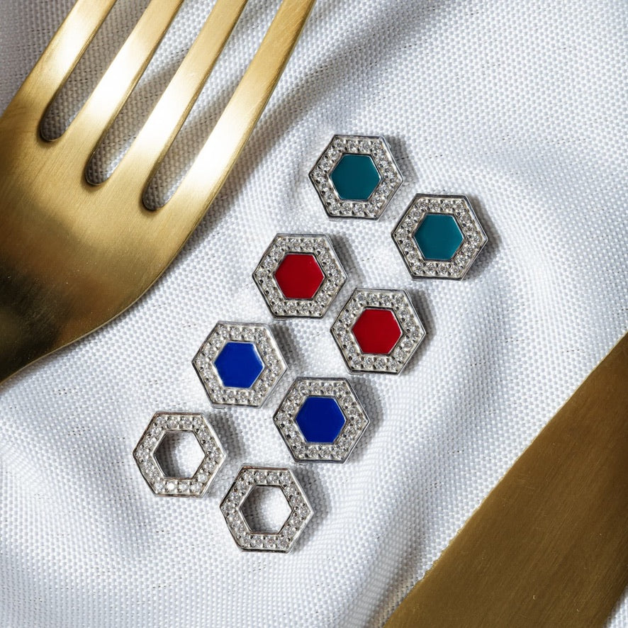 Orecchini Deco in Rodio con Rosso & Pavé